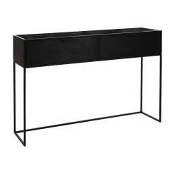 Pomax Consoles-ESZENTIAL - meuble console avec 2 tiroirs - métal / bois de sapin - L 120 x W 30 x H 80 cm - noir