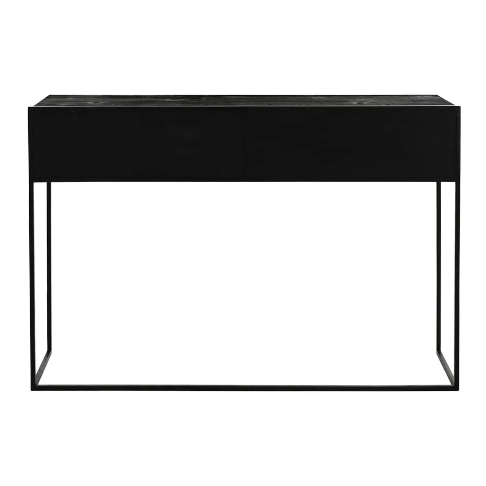 Pomax Consoles-ESZENTIAL - meuble console avec 2 tiroirs - métal / bois de sapin - L 120 x W 30 x H 80 cm - noir