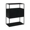 Pomax Étagères-ESZENTIAL - rack 2 portes - métal / bois de sapin - L 60 x W 30 x H 80 cm - noir