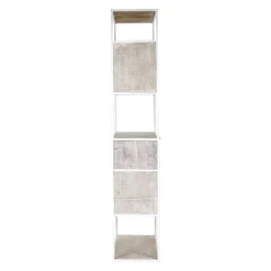 Pomax Étagères-ESZENTIAL - rack 4 portes 1 tiroir - métal / bois de sapin - L 60 x W 30 x H 165 cm - naturel/blanc