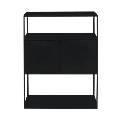Pomax Étagères-ESZENTIAL - rack 2 portes - métal / bois de sapin - L 60 x W 30 x H 80 cm - noir