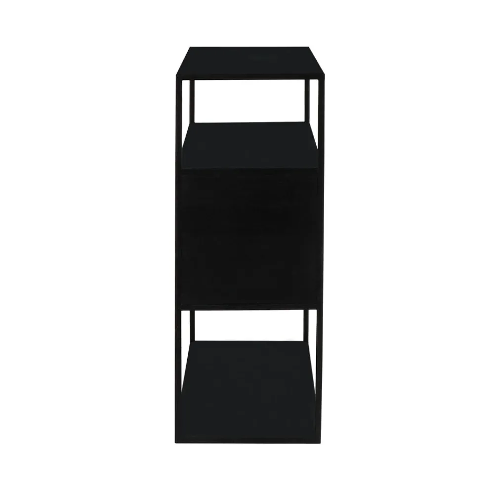 Pomax Étagères-ESZENTIAL - rack 2 portes - métal / bois de sapin - L 60 x W 30 x H 80 cm - noir