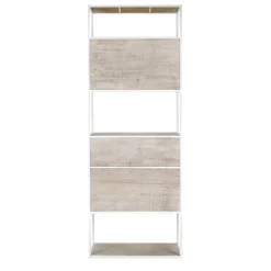 Pomax Étagères-ESZENTIAL - rack 4 portes 1 tiroir - métal / bois de sapin - L 60 x W 30 x H 165 cm - naturel/blanc