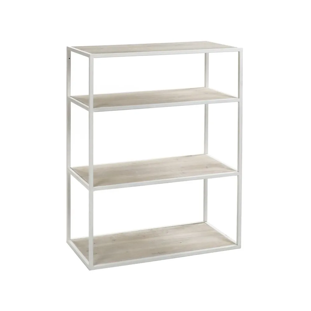 Pomax Étagères-ESZENTIAL - étagère - métal / bois de sapin - L 60 x W 30 x H 80 cm - naturel/blanc