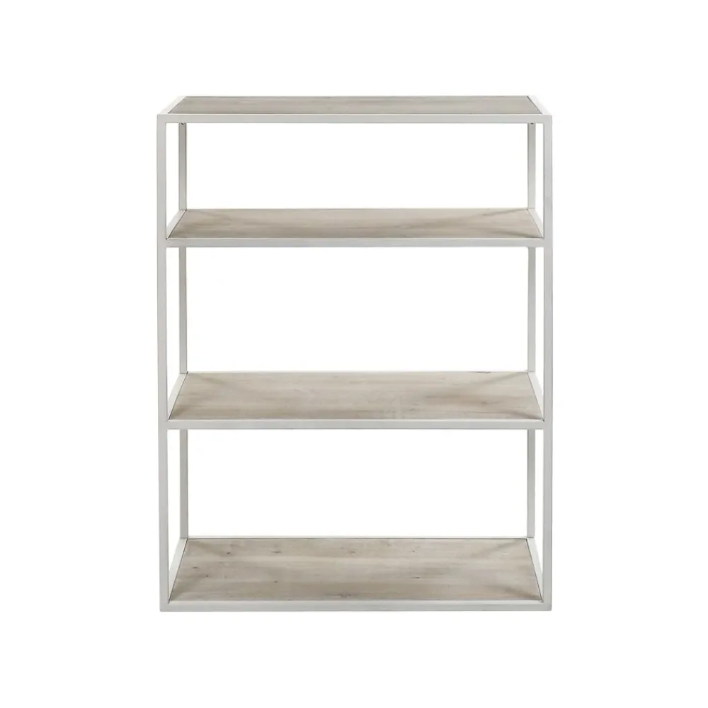 Pomax Étagères-ESZENTIAL - étagère - métal / bois de sapin - L 60 x W 30 x H 80 cm - naturel/blanc