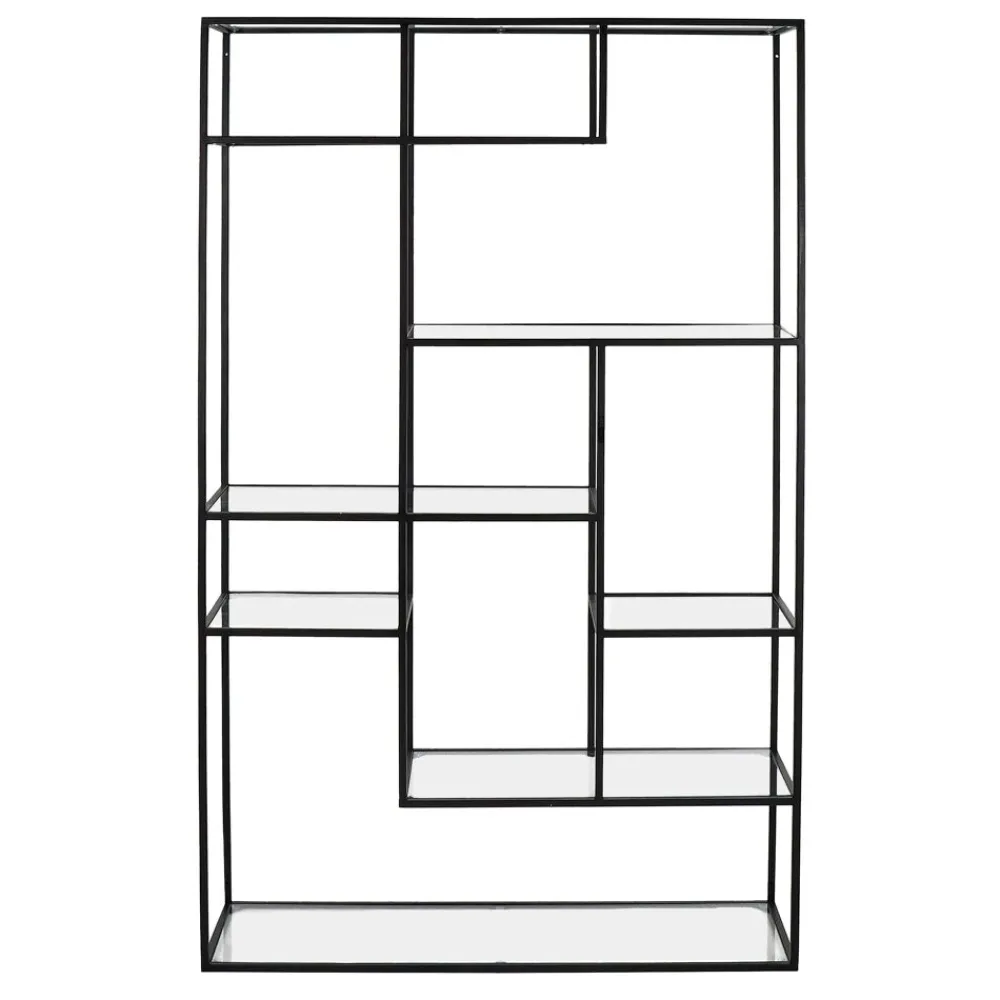 Pomax Étagères-ESZENTIAL - étagère - métal / verre - L 100 x W 30 x H 165 cm - noir