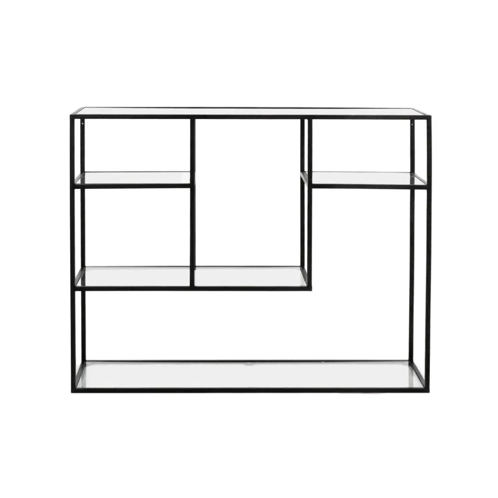 Pomax Étagères-ESZENTIAL - étagère - métal / verre - L 100 x W 30 x H 80 cm - noir