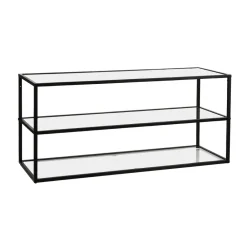 Pomax Étagères Murales | Étagères-ESZENTIAL - étagère - métal / verre - L 90 x W 30 x H 40 cm - noir