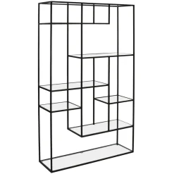 Pomax Étagères-ESZENTIAL - étagère - métal / verre - L 100 x W 30 x H 165 cm - noir