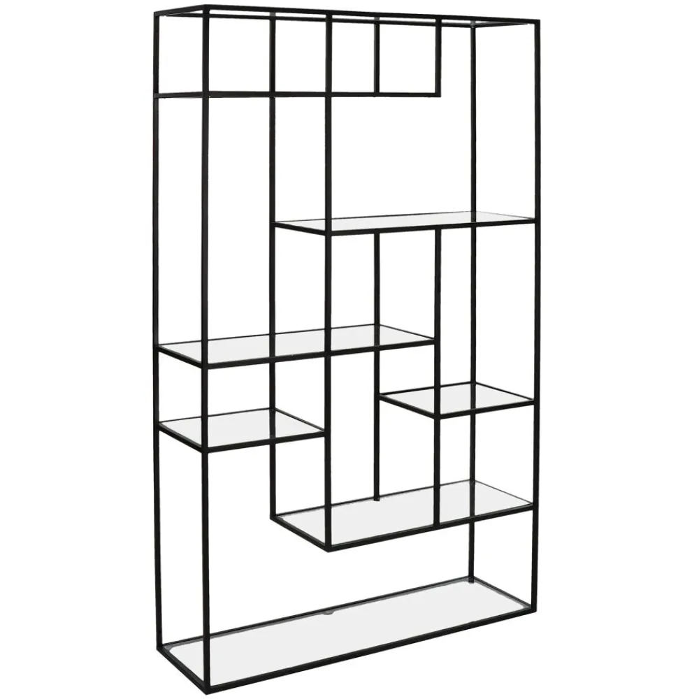 Pomax Étagères-ESZENTIAL - étagère - métal / verre - L 100 x W 30 x H 165 cm - noir