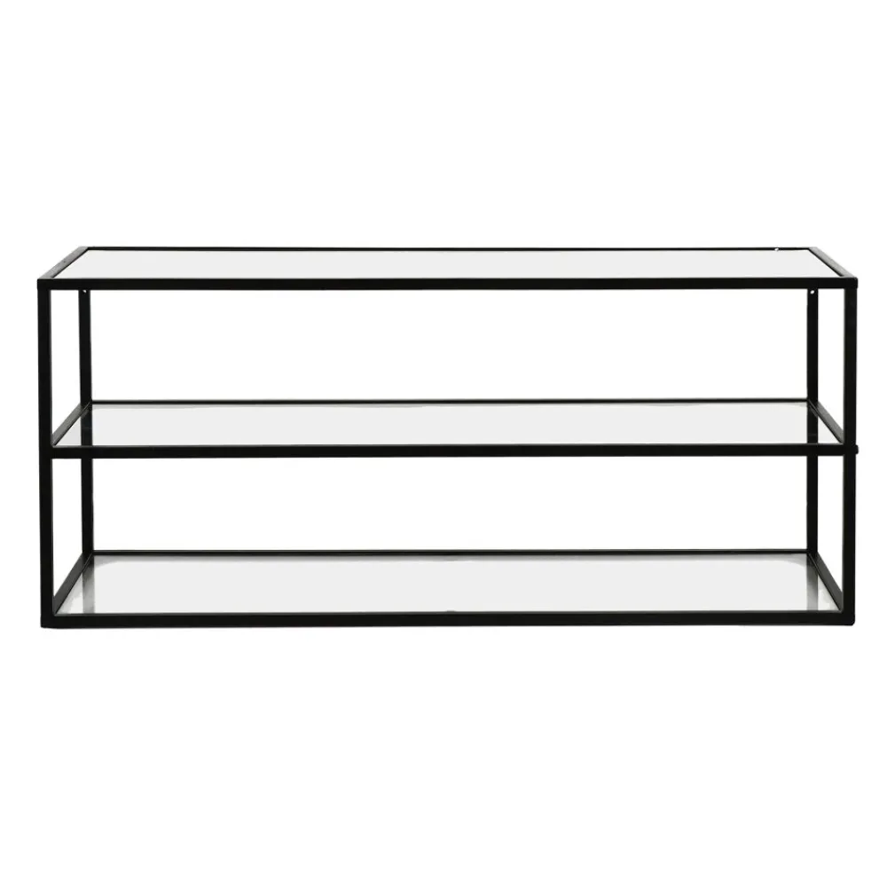 Pomax Étagères Murales | Étagères-ESZENTIAL - étagère - métal / verre - L 90 x W 30 x H 40 cm - noir