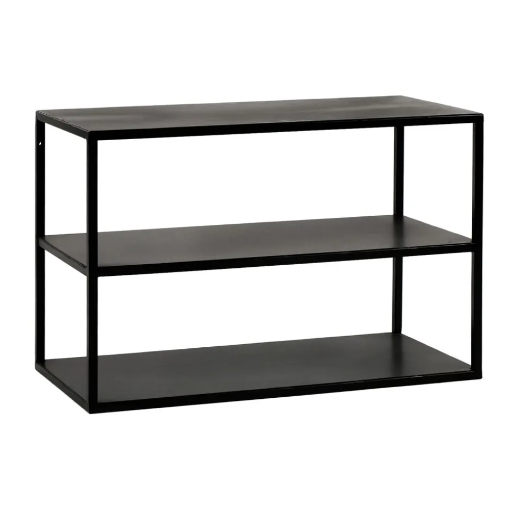 Pomax Étagères Murales | Étagères-ESZENTIAL - étagère/table d'appoint - métal / bois - L 60 x W 30 x H 40 cm - noir