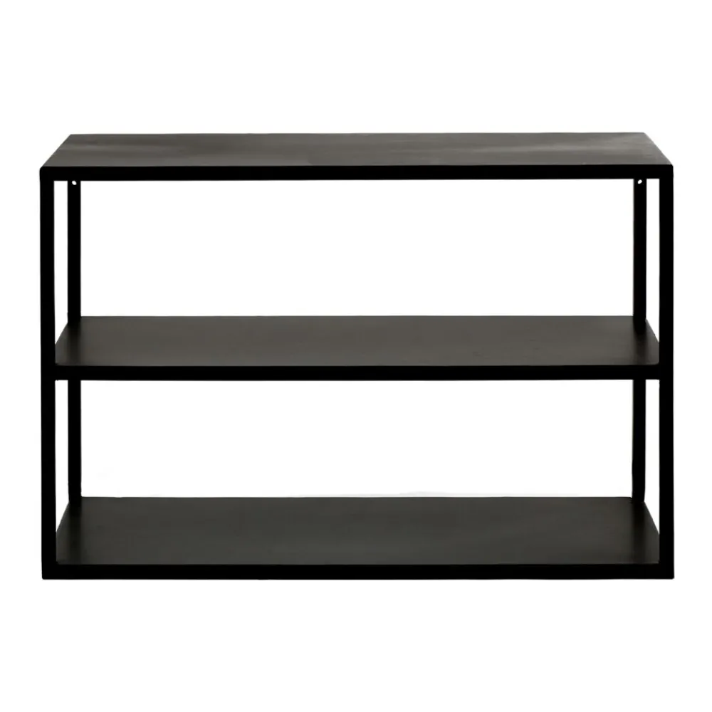 Pomax Étagères Murales | Étagères-ESZENTIAL - étagère/table d'appoint - métal / bois - L 60 x W 30 x H 40 cm - noir