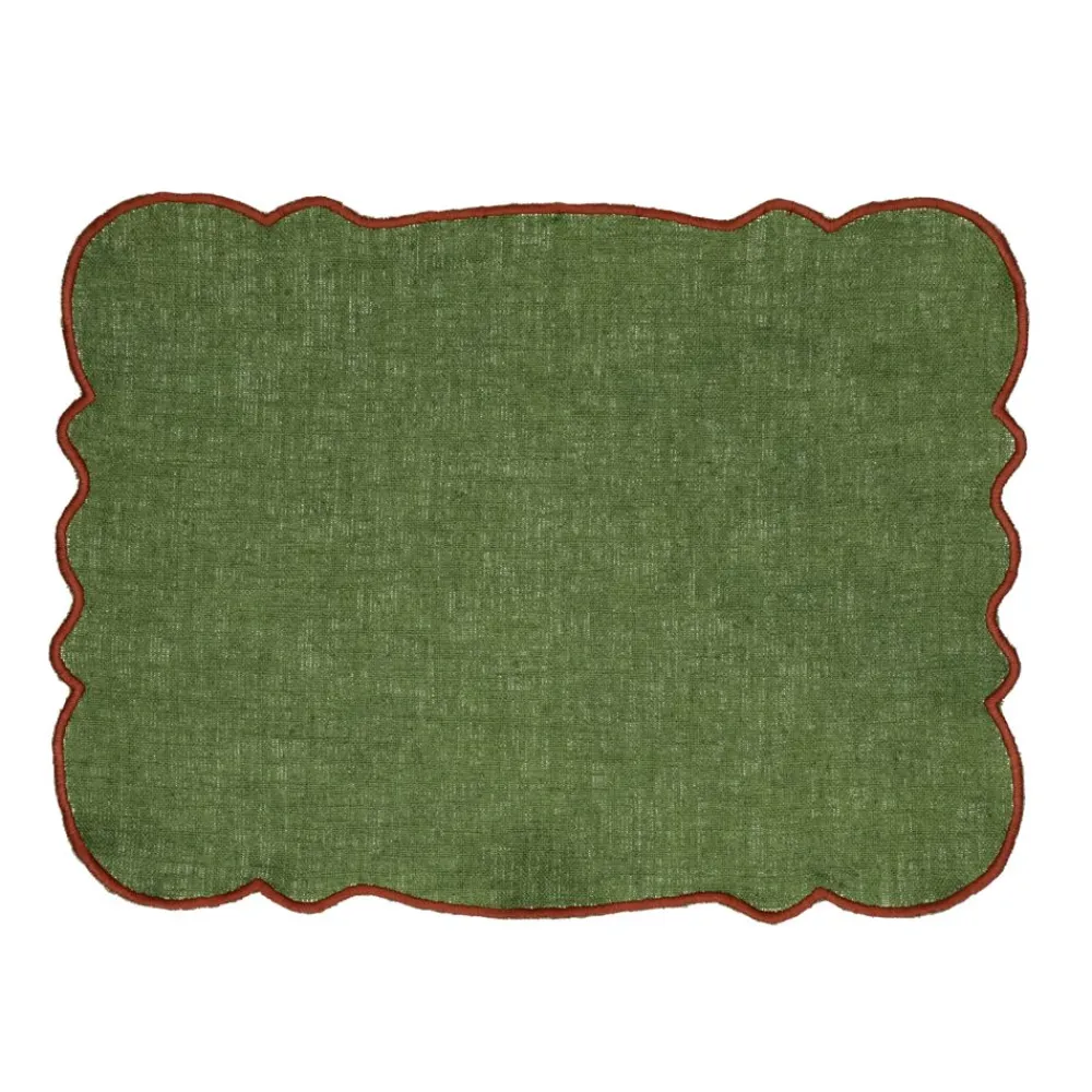 Pomax Linge De Table-FARFALLE - set de table - lin / coton - L 45 x W 35 cm - olive
