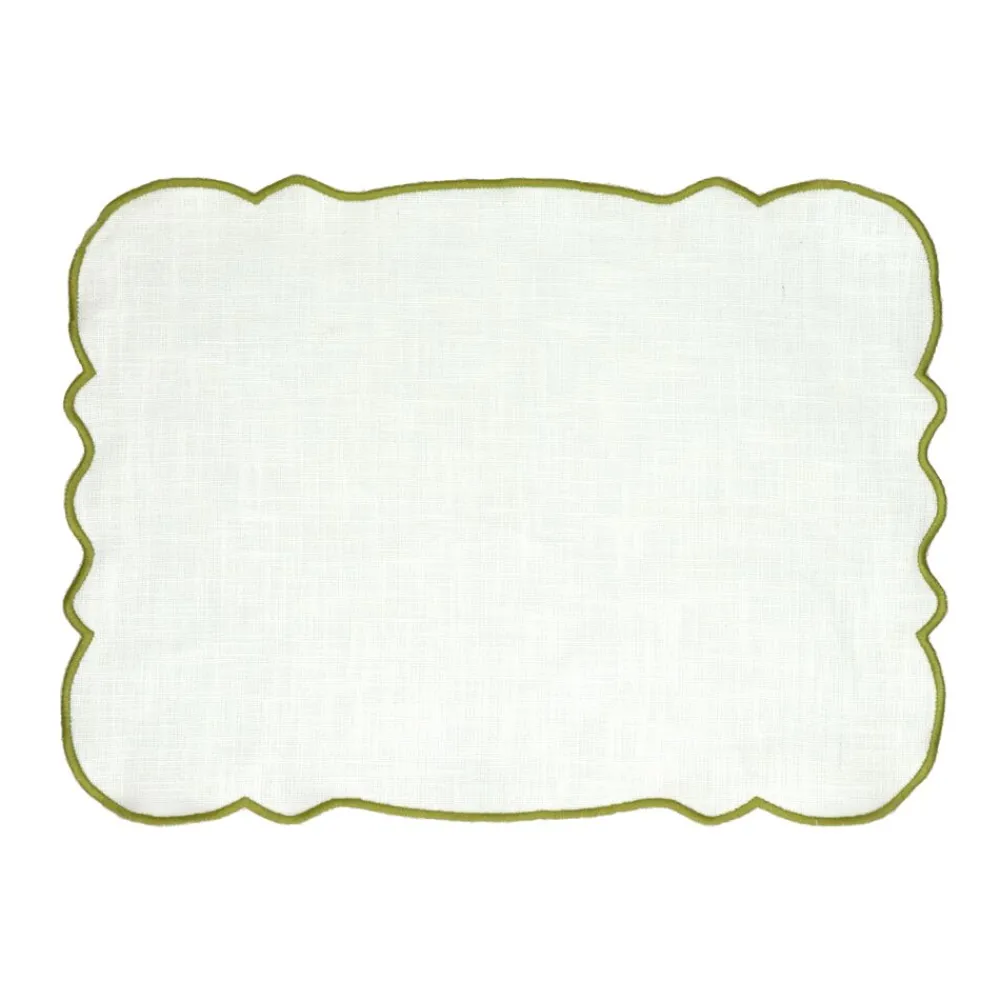 Pomax Linge De Table-FARFALLE - set de table - lin / coton - L 45 x W 35 cm - olive