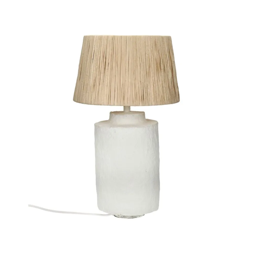 Pomax Lampes De Table-FELISA - lampe de table - papier mâché / métal - DIA 25 x H 42 cm - blanc
