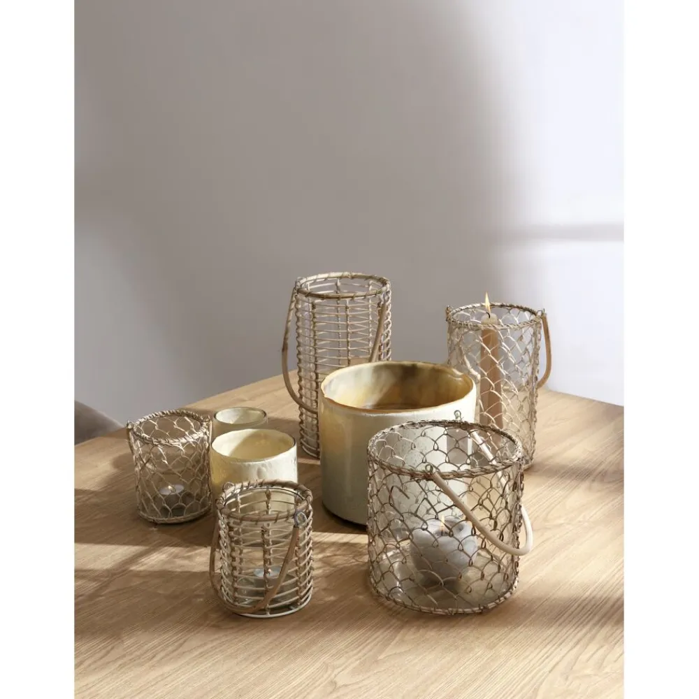 Pomax Bougies-FIRENZE - bougie 1 mèche - cire de paraffine / verre - DIA 8,5 x H 10 cm - beige