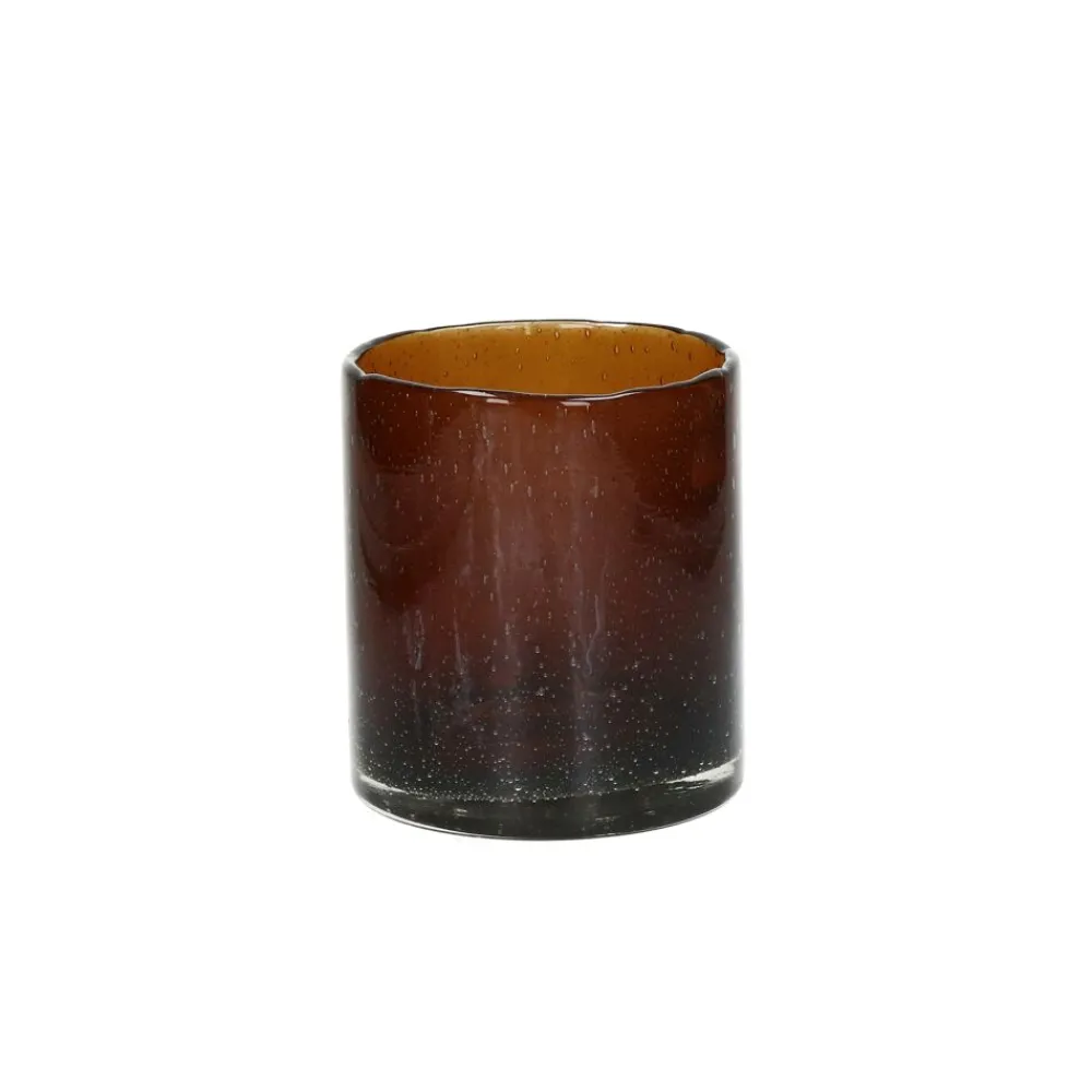 Pomax Photophores / T-lights-FIRENZE - photophore - verre - DIA 12,5 x H 14 cm - rouille