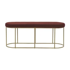 Pomax Bancs-FITZGERALD - banc oval - tissu / métal - L 107 x W 37 x H 43 cm - vin