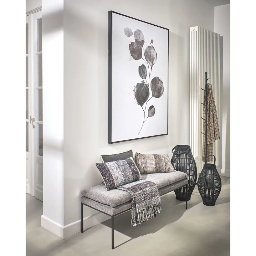 Pomax Tableau / Déco Murale-FLOR - toile avec cadre - canvas / bois - L 100 x W 4,3 x H 140 cm - noir