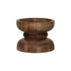 Pomax Chandeliers-FLORENCE - bougeoir - bois de frêne / fer - DIA 13 x H 10 cm - noyer