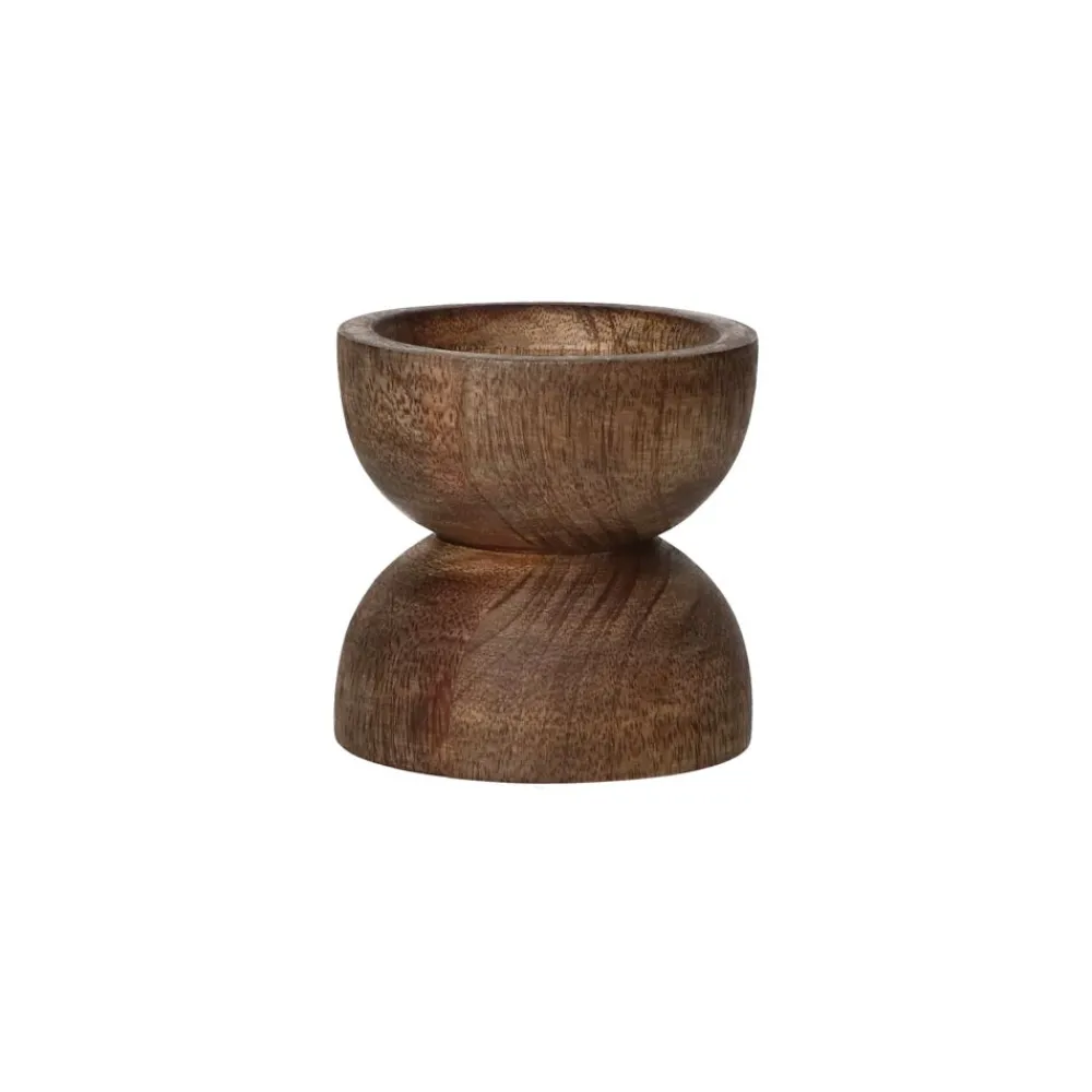Pomax Chandeliers-FLORENCE - bougeoir - bois de frêne / fer - DIA 8 x H 8 cm - noyer