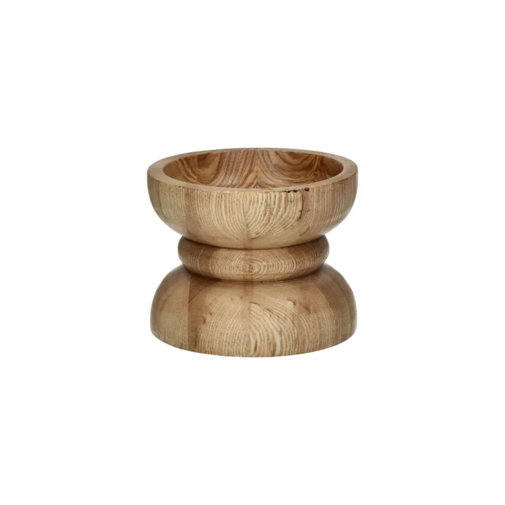 Pomax Chandeliers-FLORENCE - bougeoir - bois de frêne / fer - DIA 13 x H 10 cm - naturel