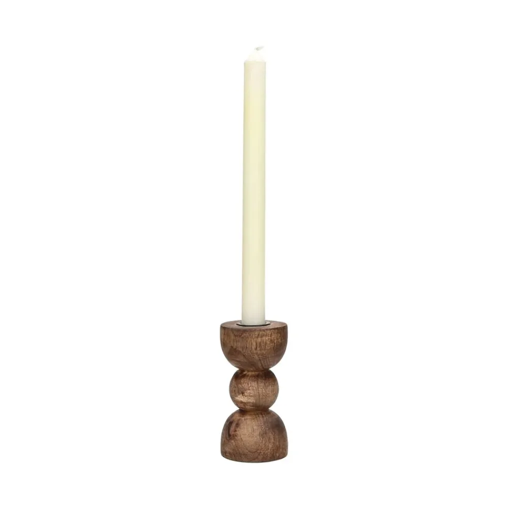 Pomax Chandeliers-FLORENCE - bougeoir - bois de frêne - DIA 6 x H 12 cm - noyer