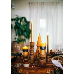 Pomax Chandeliers-FLORENCE - bougeoir - bois de frêne - DIA 6 x H 12 cm - noyer