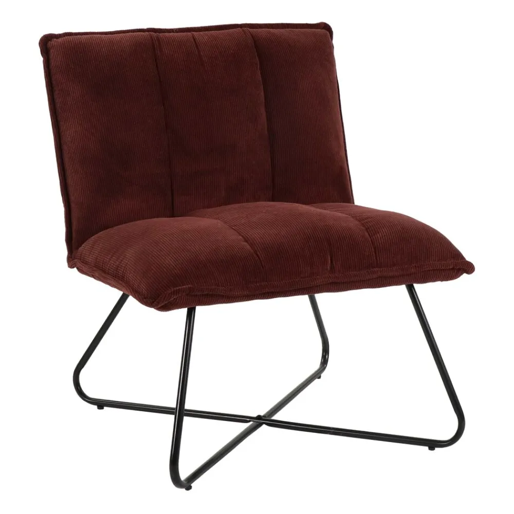 Pomax Canapés-FORREST - chaise relax - tissu / métal - L 66 x W 68 x H 77 cm - vin