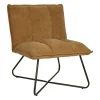 Pomax Canapés-FORREST - chaise relax - tissu / métal - L 66 x W 68 x H 77 cm - camel