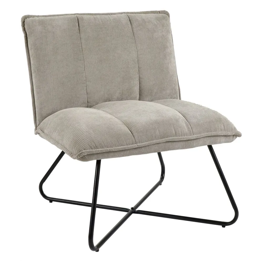 Pomax Canapés-FORREST - chaise relax - tissu / métal - L 66 x W 68 x H 77 cm - gris clair