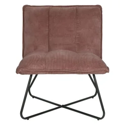 Pomax Canapés-FORREST - chaise relax - tissu / métal - L 66 x W 68 x H 77 cm - poudre rose