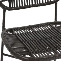Pomax Chaises-GENEVA - chaise - rotin / métal - L 51,5 x W 43,5 x H 83 cm - noir