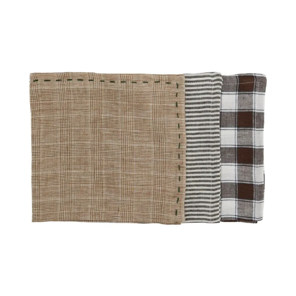 Pomax Linge De Table-GENOVA - set/3 serviettes - lin délavé - L 40 x W 40 cm - brun