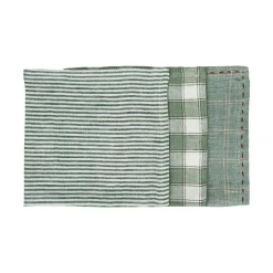 Pomax Linge De Table-GENOVA - set/3 serviettes - lin délavé - L 40 x W 40 cm - vert