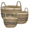 Pomax Bols & Paniers-GRACE - set/3 paniers - jonc de mer / feuille de palmier - DIA 27/30/33 x H 26/29/32 cm - mix de couleurs
