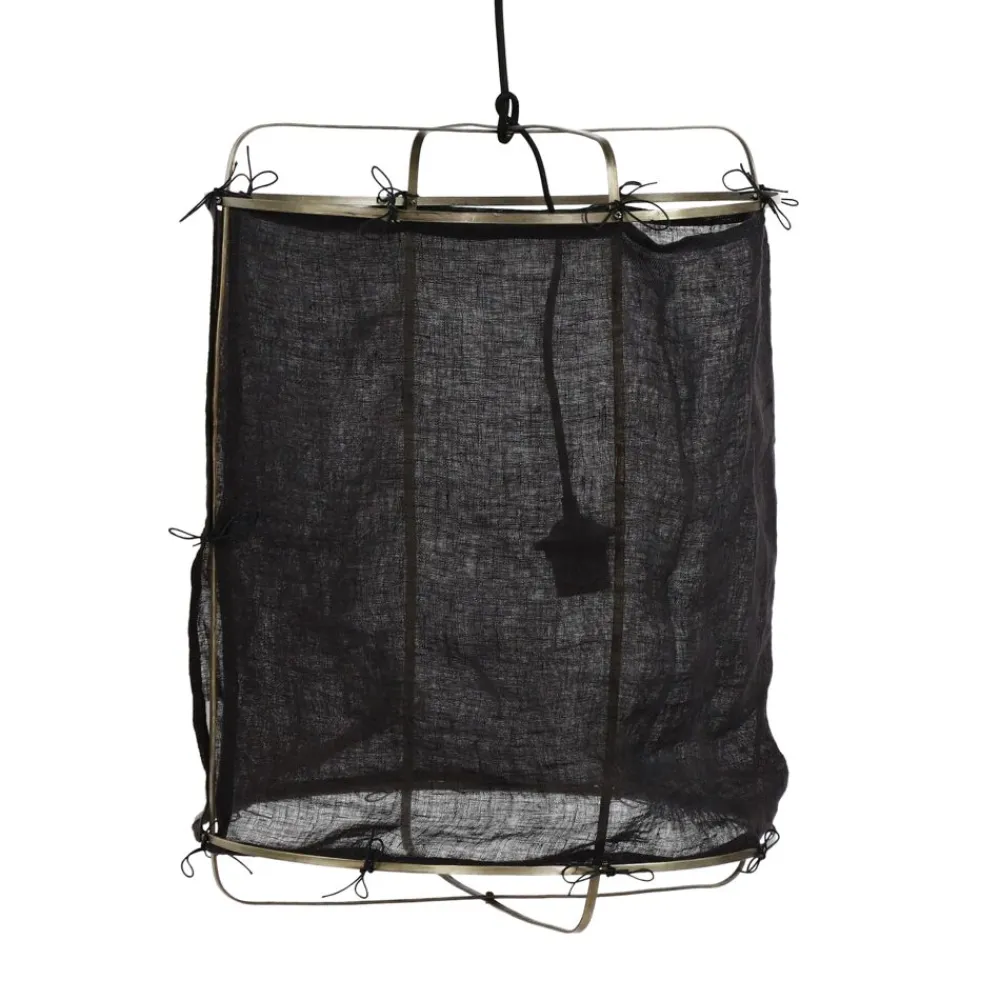 Pomax Suspensions-GRISHA - lampe suspendue - lin / métal - DIA 38 x H 50 cm - noir