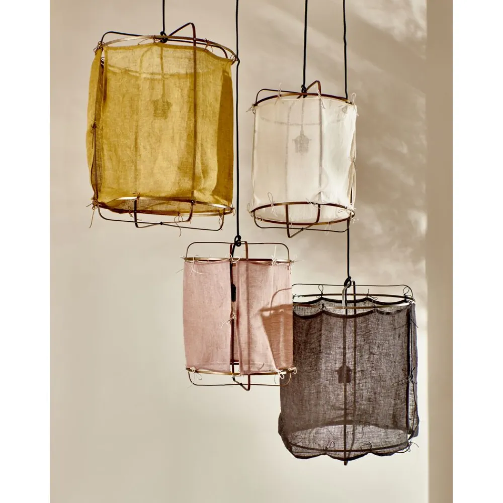 Pomax Suspensions-GRISHA - lampe suspendue - lin / métal - DIA 38 x H 50 cm - noir