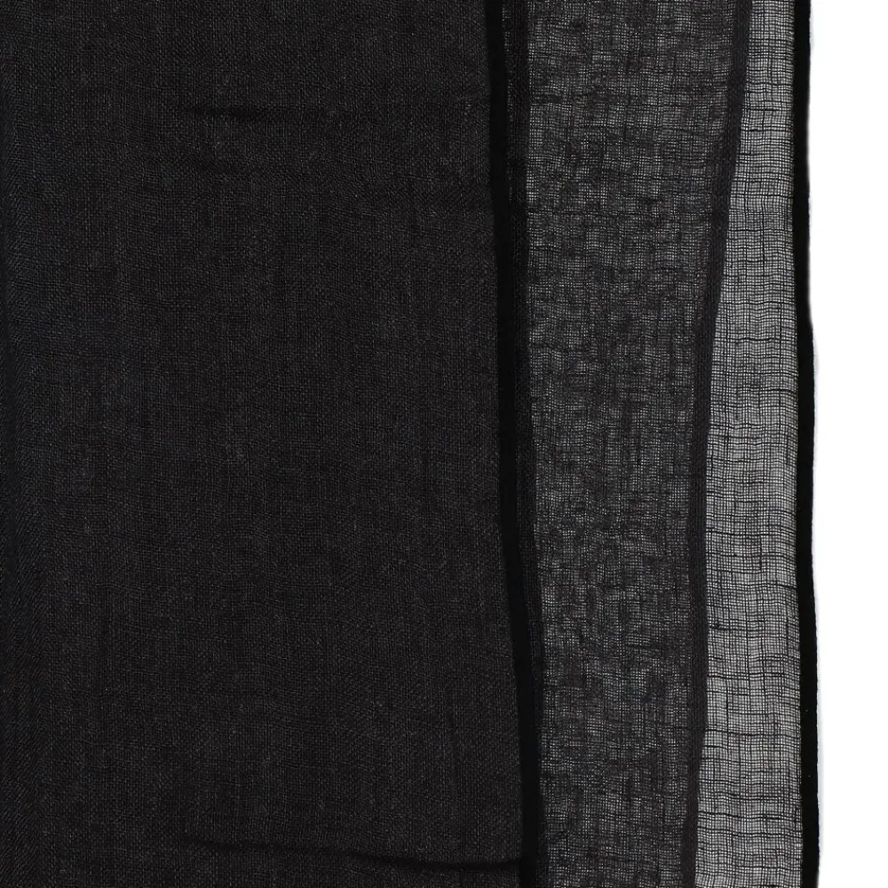 Pomax Plaids-GRISHA - plaid/nappe de table/rideau - lin - L 300 x W 140 cm - noir