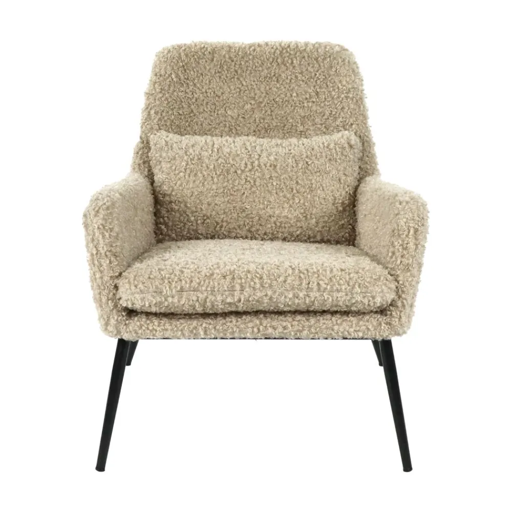 Pomax Canapés-HAILEY - chaise relax - tissu / fer - L 66 x W 75 x H 77 cm - beige