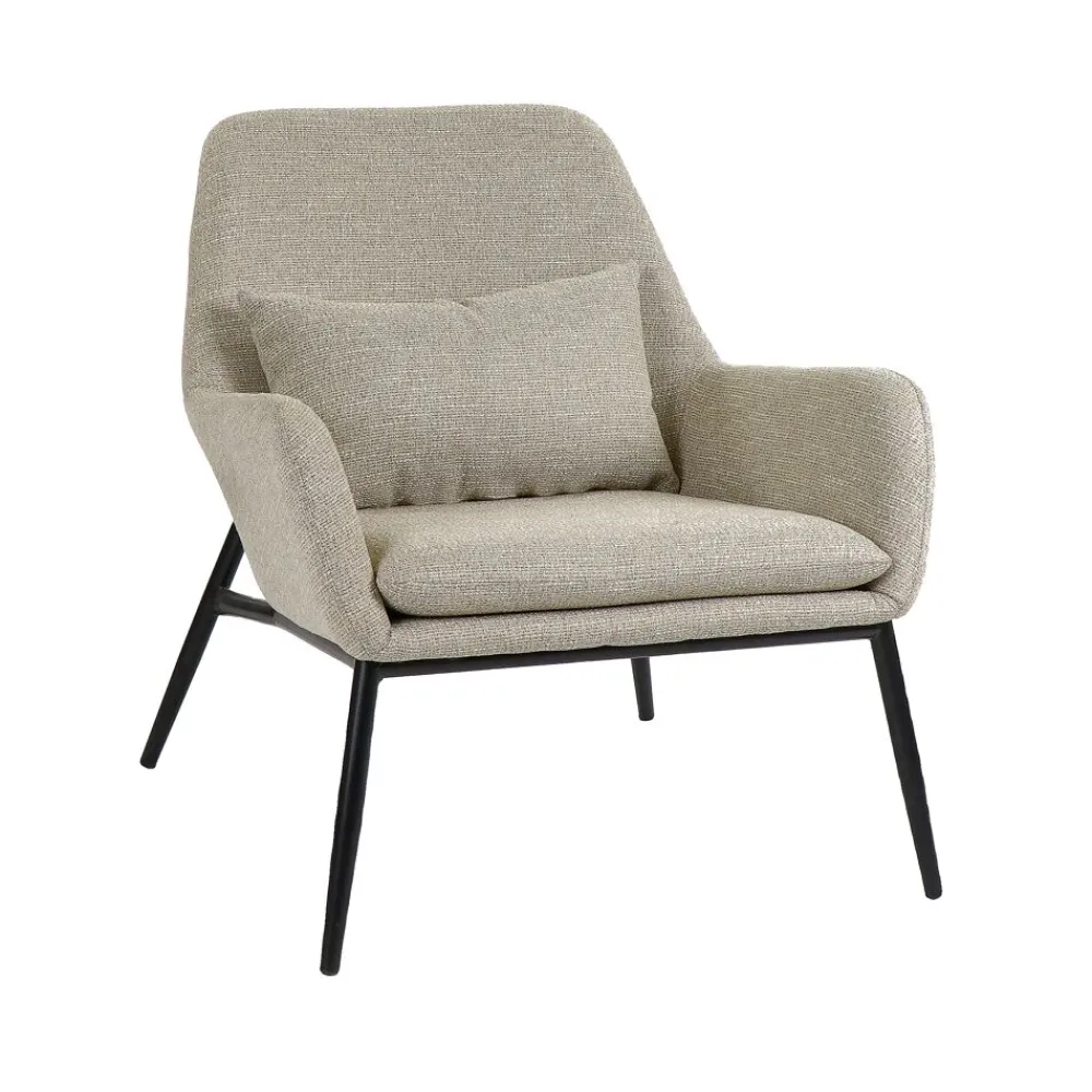 Pomax Canapés-HAILEY - fauteuil - tissu / métal - L 66 x W 75 x H 77 cm - beige