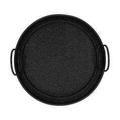 Pomax Plateaux-HAMADAS - set/2 plateaux - rotin / papier - DIA 39/45 x H 2,7/3,5 cm - noir