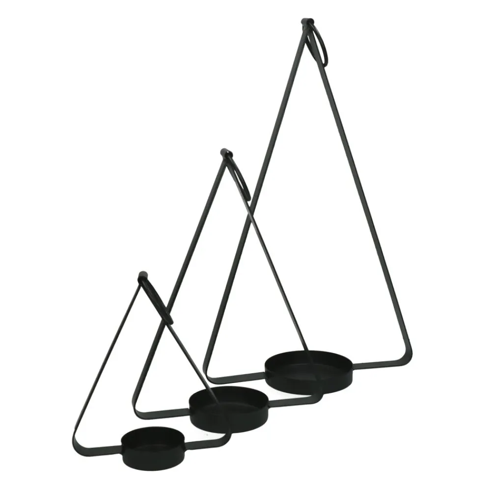 Pomax Chandeliers-HOLD ME - set/3 porte-bougies - métal - L 17/22/28 x W 7/9/11 x H 20/31/44 cm - noir
