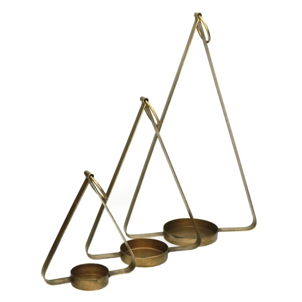 Pomax Chandeliers-HOLD ME - set/3 porte-bougies - métal - L 17/22/28 x W 7/9/11 x H 20/31/44 cm - or