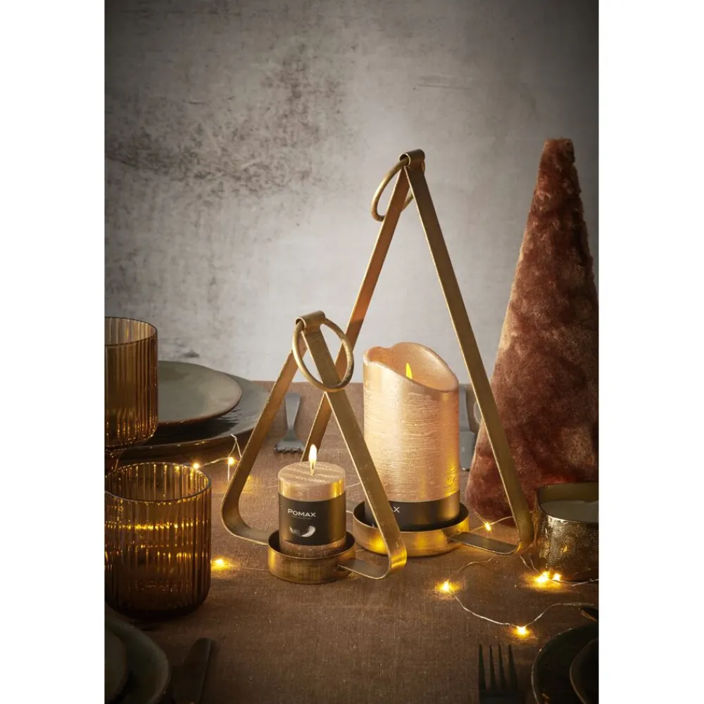 Pomax Chandeliers-HOLD ME - set/3 porte-bougies - métal - L 17/22/28 x W 7/9/11 x H 20/31/44 cm - or