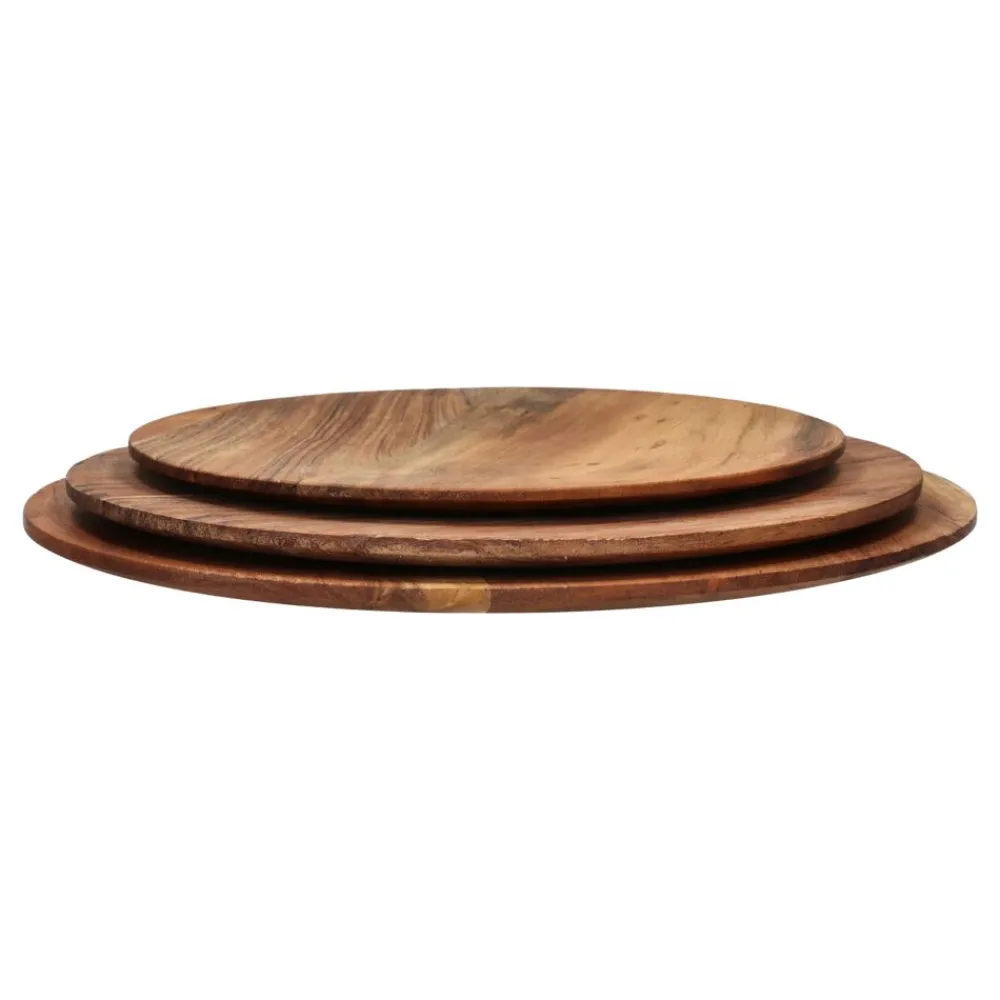 Pomax Saladiers / Plats À Servir-HOMMAGE - assiette - bois d'acacia - DIA 30 x H 2 cm - noyer