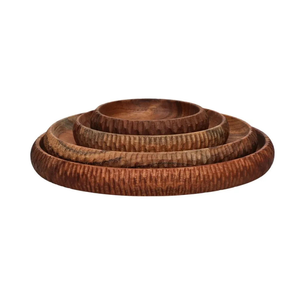Pomax Saladiers / Plats À Servir-HOMMAGE - bol - bois d'acacia - DIA 16 x H 2,5 cm - noyer