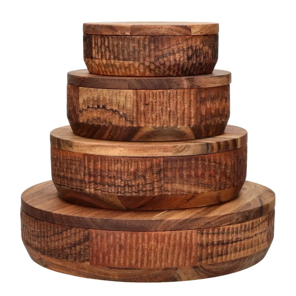 Pomax Saladiers / Plats À Servir-HOMMAGE - bol - bois d'acacia - DIA 21 x H 6 cm - noyer