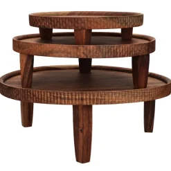 Pomax Plateaux-HOMMAGE - plateau - bois d'acacia - DIA 36 x H 14 cm - noyer